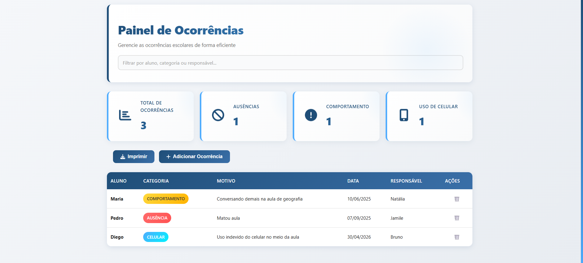Sistema de Ocorrências
